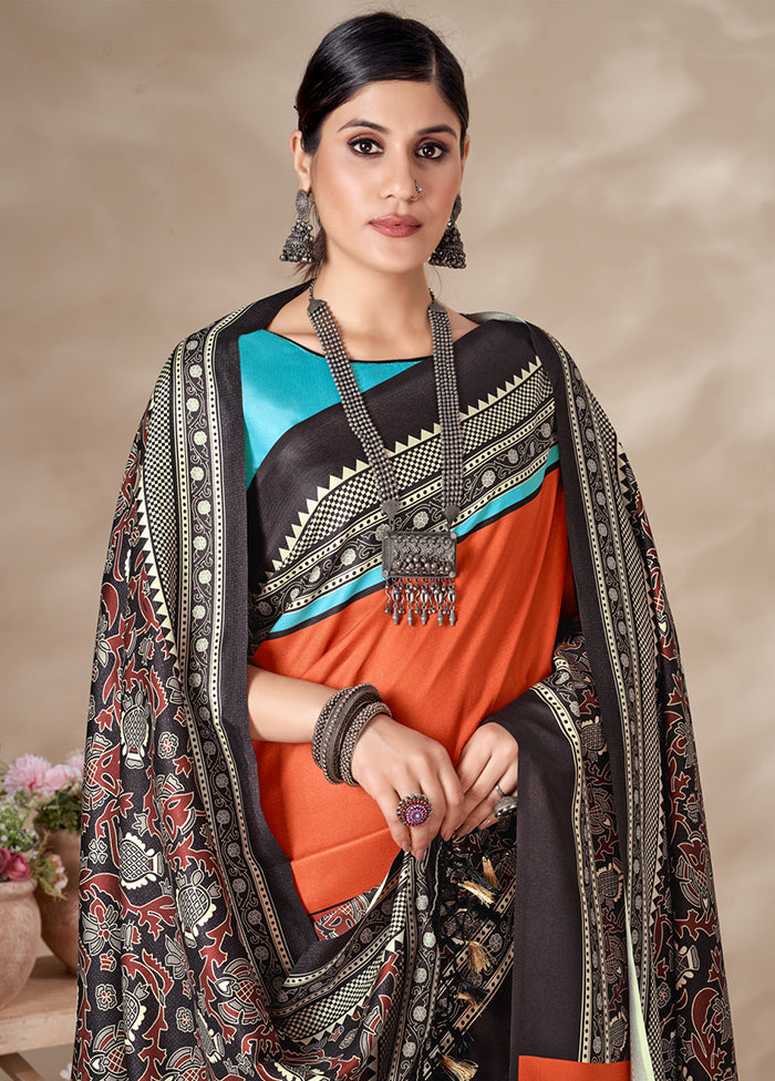 Multicolor Pasmina Silk Saree With Blouse Piece - Indian Silk House Agencies