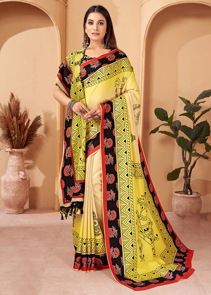 Multicolor Pasmina Silk Saree With Blouse Piece - Indian Silk House Agencies