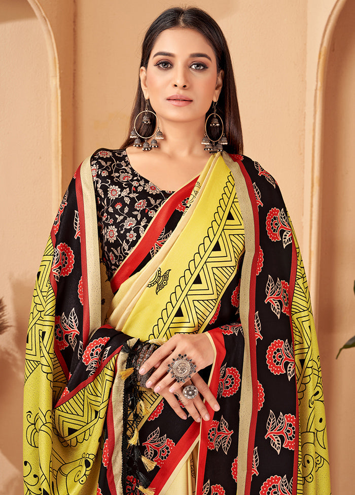 Multicolor Pasmina Silk Saree With Blouse Piece - Indian Silk House Agencies