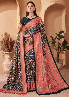 Multicolor Pasmina Silk Saree With Blouse Piece - Indian Silk House Agencies