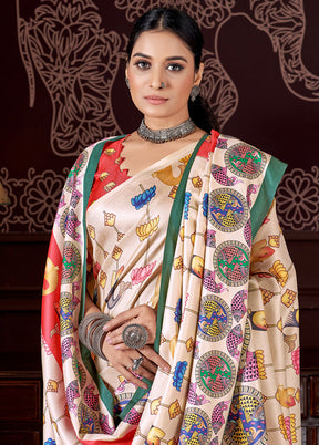 Multicolor Pasmina Silk Saree With Blouse Piece - Indian Silk House Agencies