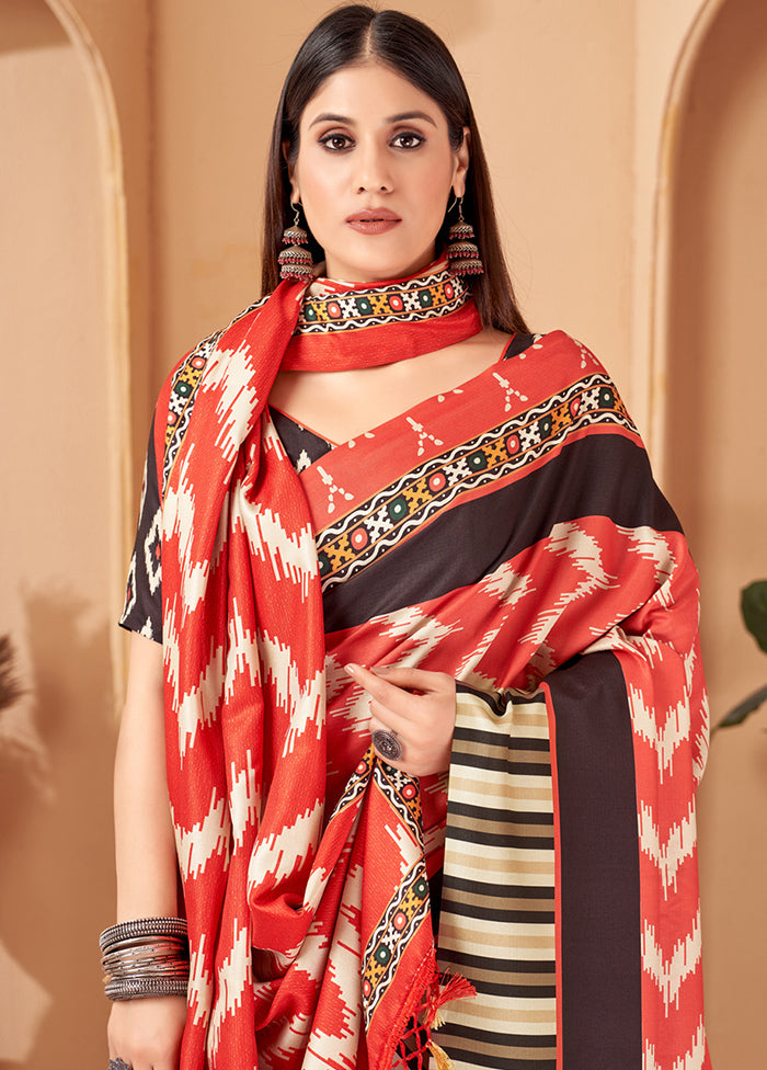 Multicolor Pasmina Silk Saree With Blouse Piece - Indian Silk House Agencies