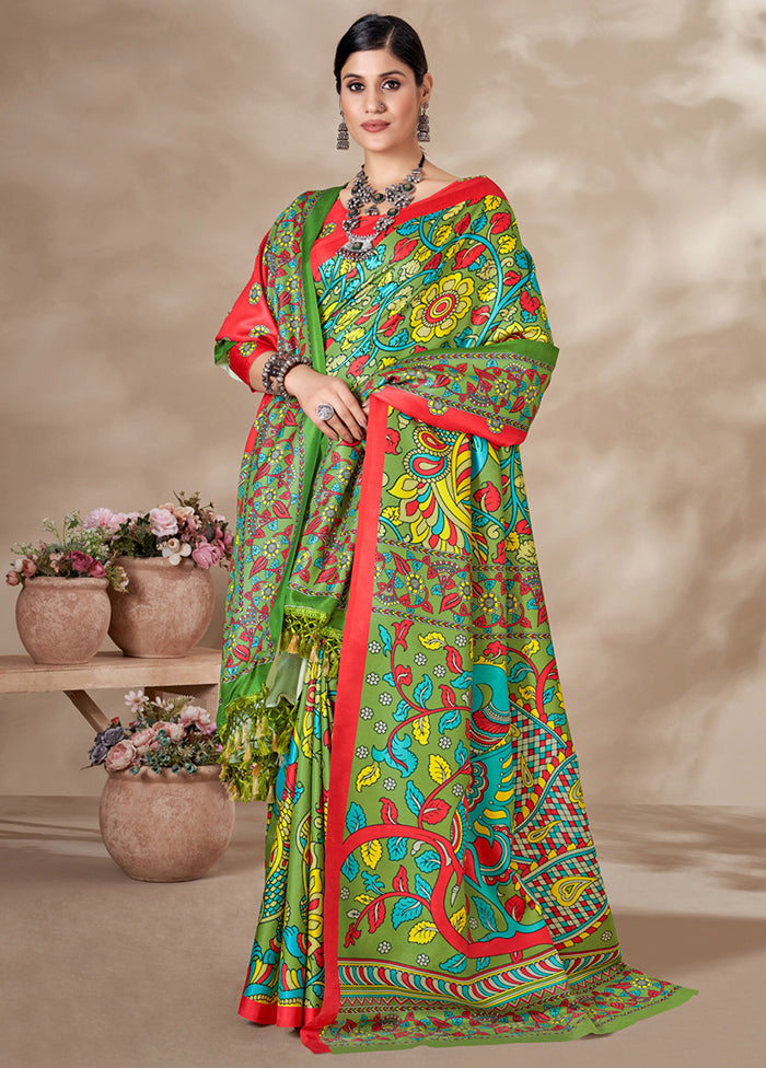 Multicolor Pasmina Silk Saree With Blouse Piece - Indian Silk House Agencies