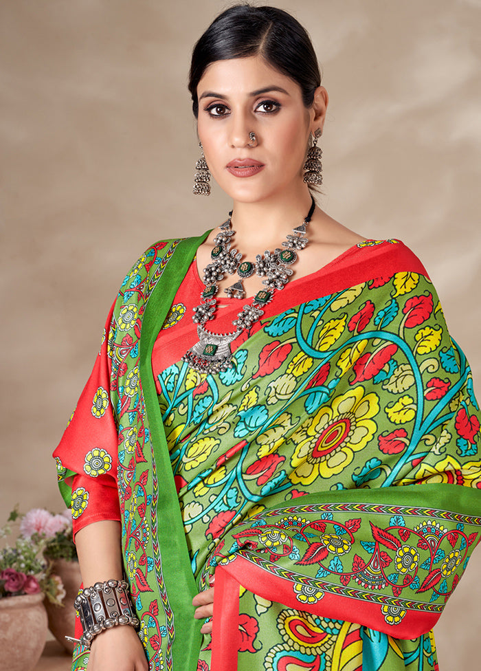 Multicolor Pasmina Silk Saree With Blouse Piece - Indian Silk House Agencies