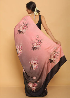 Pink Pure Satin Silk Saree With Blouse Piece - Indian Silk House Agencies