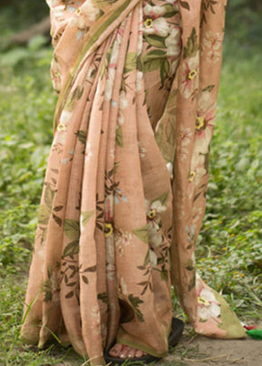 Brown Slub Cotton Saree With Blouse Piece - Indian Silk House Agencies