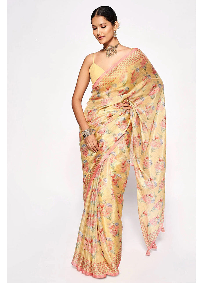 Mustard Pure Pasmina Silk Saree With Blouse Piece - Indian Silk House Agencies