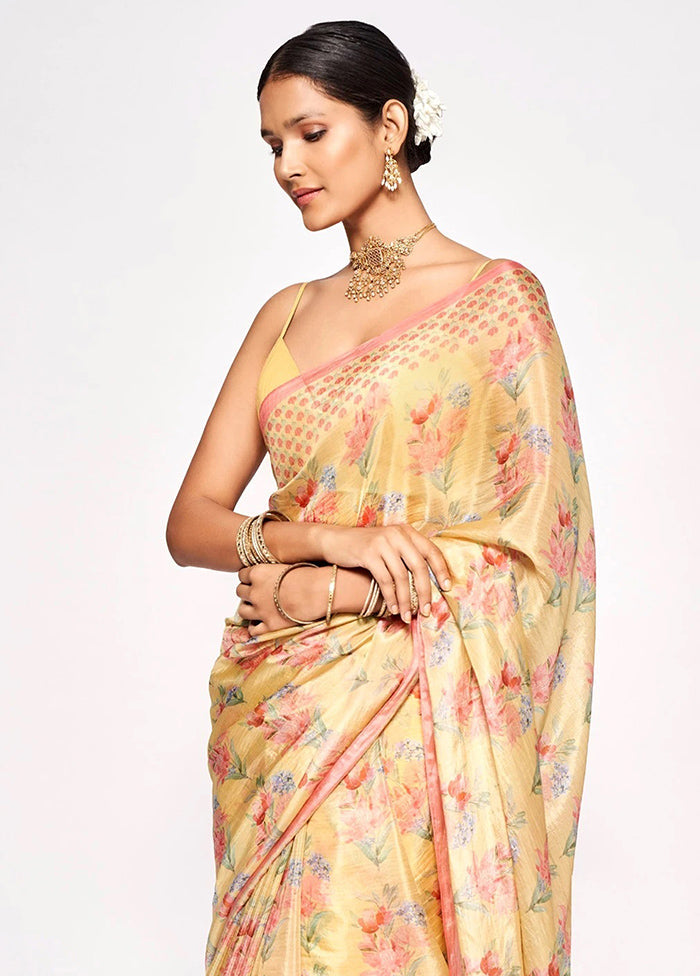 Mustard Pure Pasmina Silk Saree With Blouse Piece - Indian Silk House Agencies