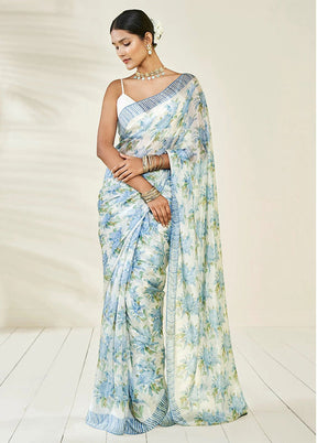 Blue Pure Pasmina Silk Saree With Blouse Piece - Indian Silk House Agencies