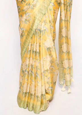 Yellow Pure Pasmina Silk Saree With Blouse Piece - Indian Silk House Agencies