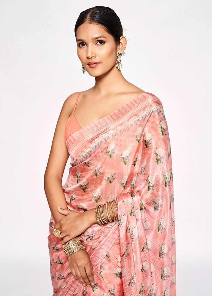 Pink Pure Pasmina Silk Saree With Blouse Piece - Indian Silk House Agencies