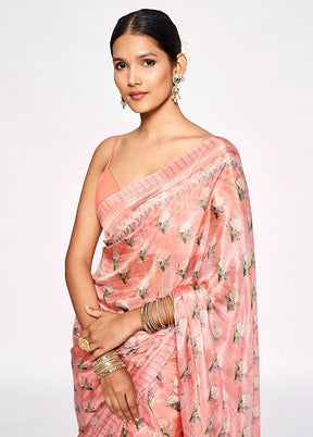 Pink Pure Pasmina Silk Saree With Blouse Piece - Indian Silk House Agencies