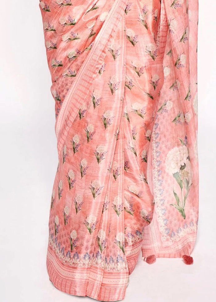 Pink Pure Pasmina Silk Saree With Blouse Piece - Indian Silk House Agencies