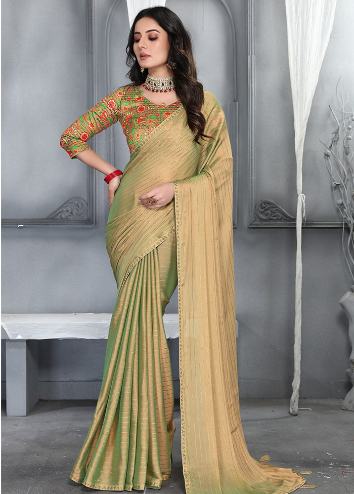 Beige Dupion Silk Saree With Blouse Piece - Indian Silk House Agencies