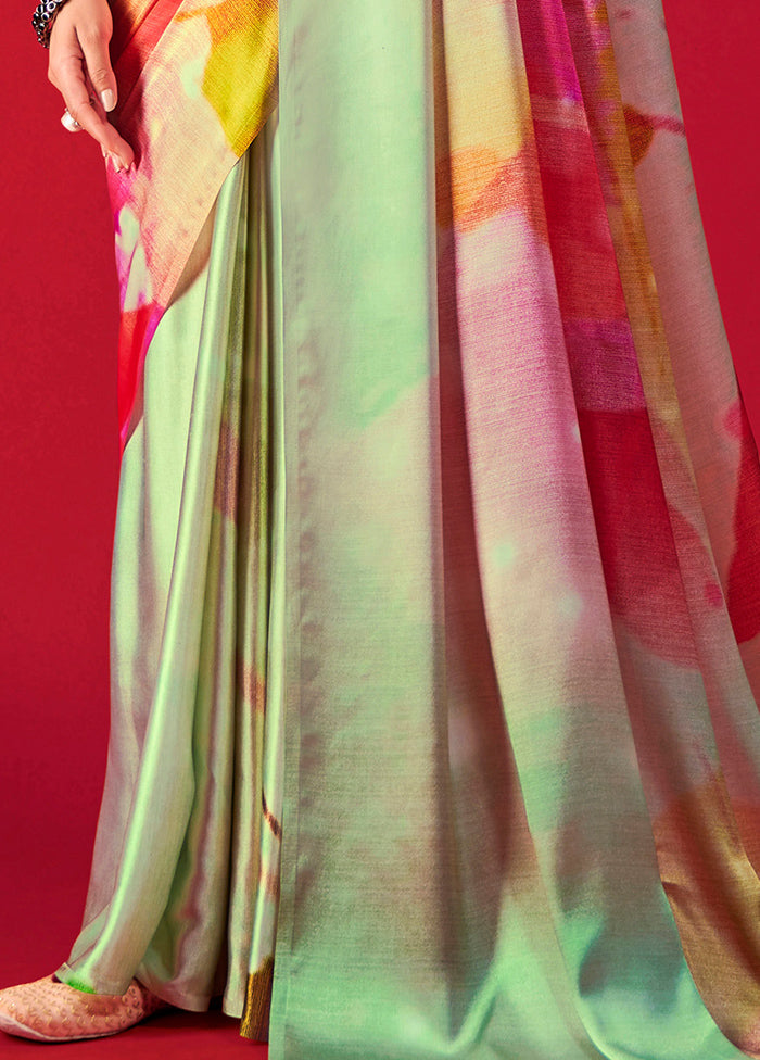 Multicolor Satin Silk Saree With Blouse Piece - Indian Silk House Agencies