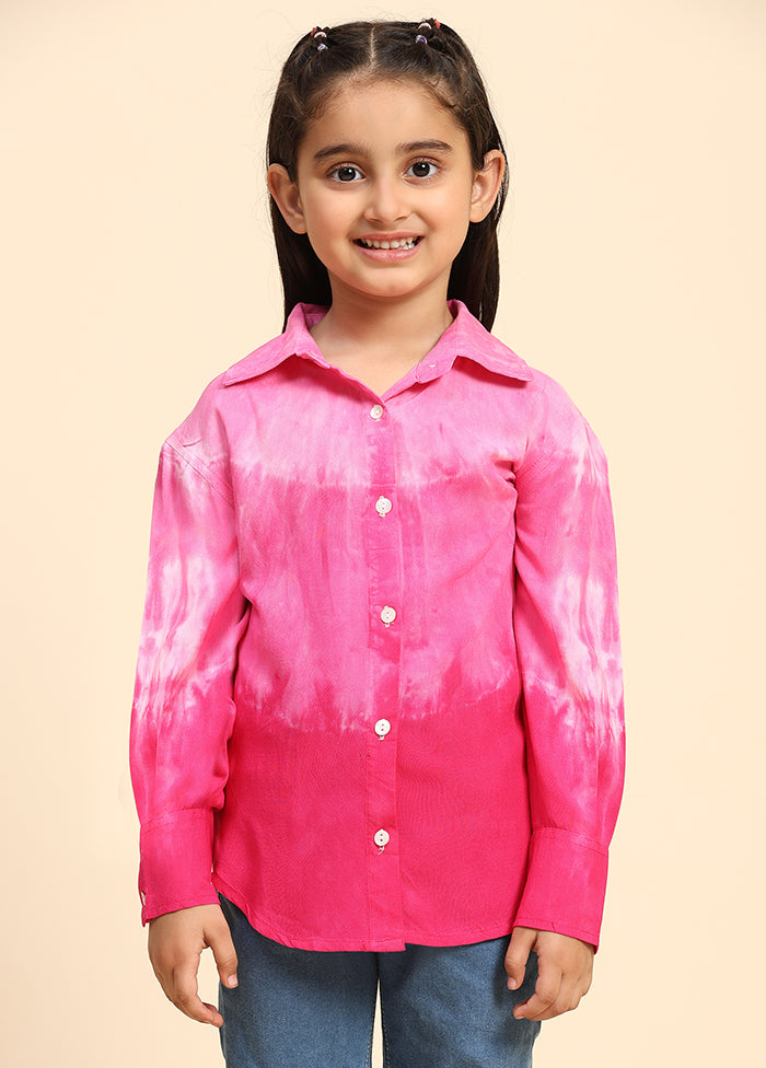 Pink Rayon Full Sleeves Collar Neckshape Shirt