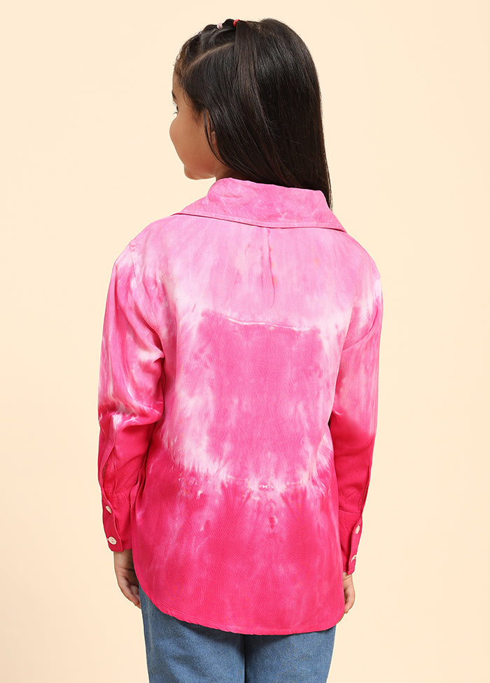 Pink Rayon Full Sleeves Collar Neckshape Shirt