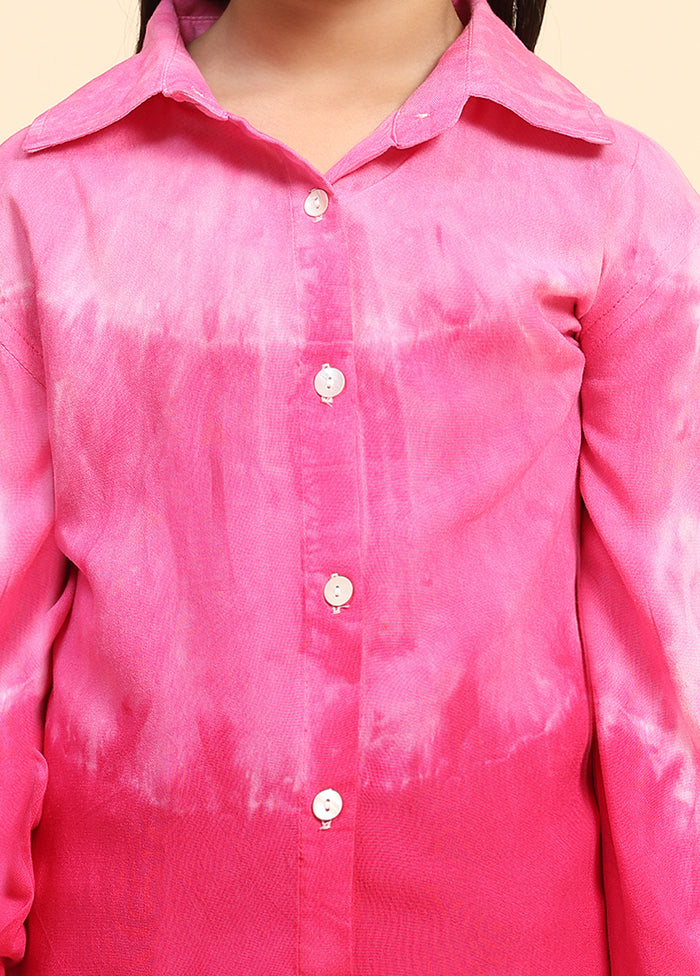 Pink Rayon Full Sleeves Collar Neckshape Shirt