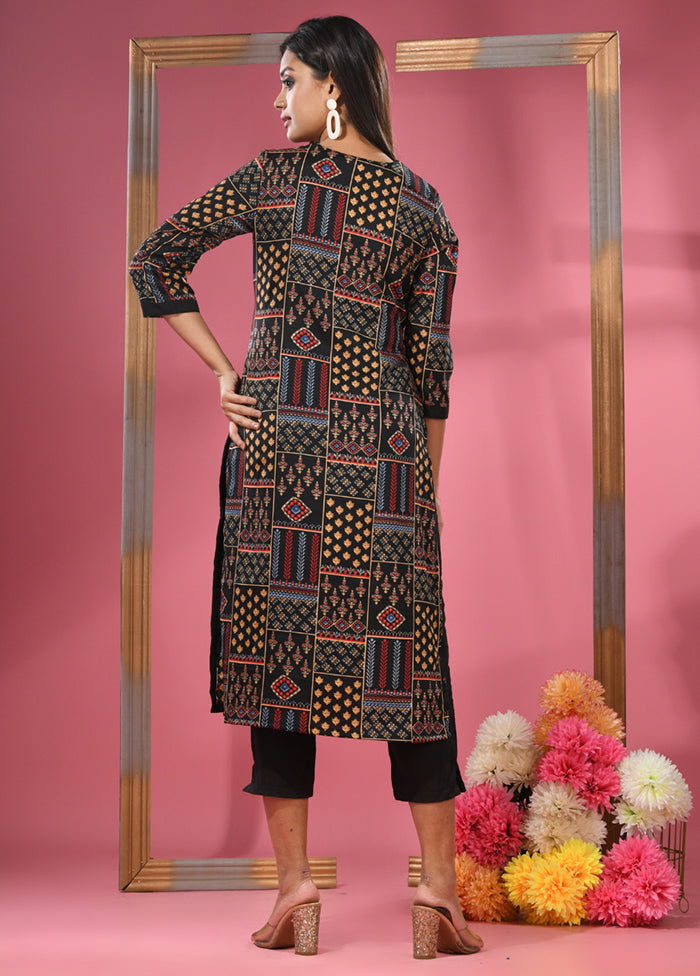 2 Pc Black Readymade Silk Kurti Set - Indian Silk House Agencies