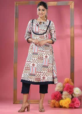 2 Pc White Readymade Silk Kurti Set - Indian Silk House Agencies