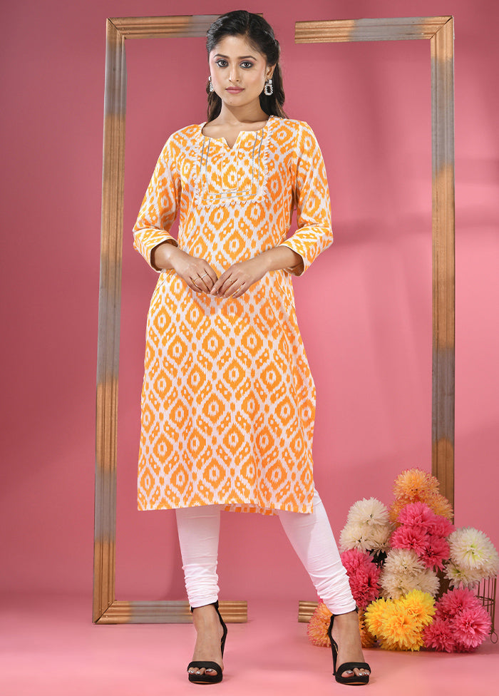 Yellow Readymade Cotton Kurti - Indian Silk House Agencies