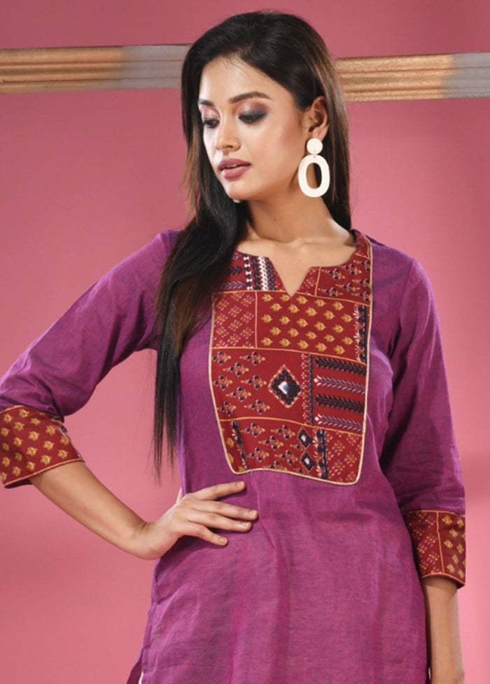 Purple Readymade Cotton Kurti - Indian Silk House Agencies