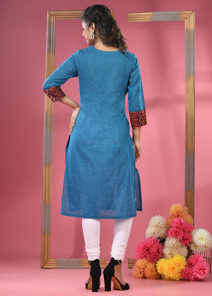 Blue Readymade Cotton Kurti - Indian Silk House Agencies