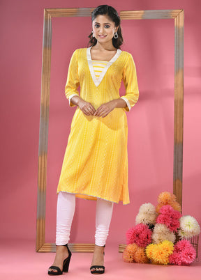 Yellow Readymade Cotton Kurti - Indian Silk House Agencies