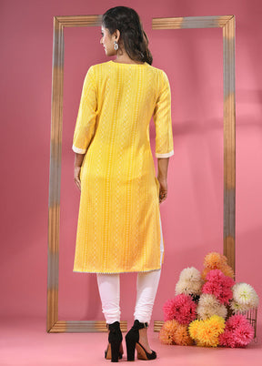 Yellow Readymade Cotton Kurti - Indian Silk House Agencies