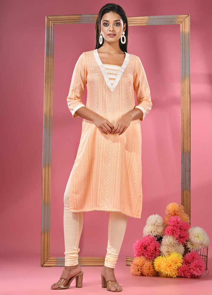 Peach Readymade Cotton Kurti - Indian Silk House Agencies