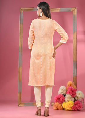 Peach Readymade Cotton Kurti - Indian Silk House Agencies