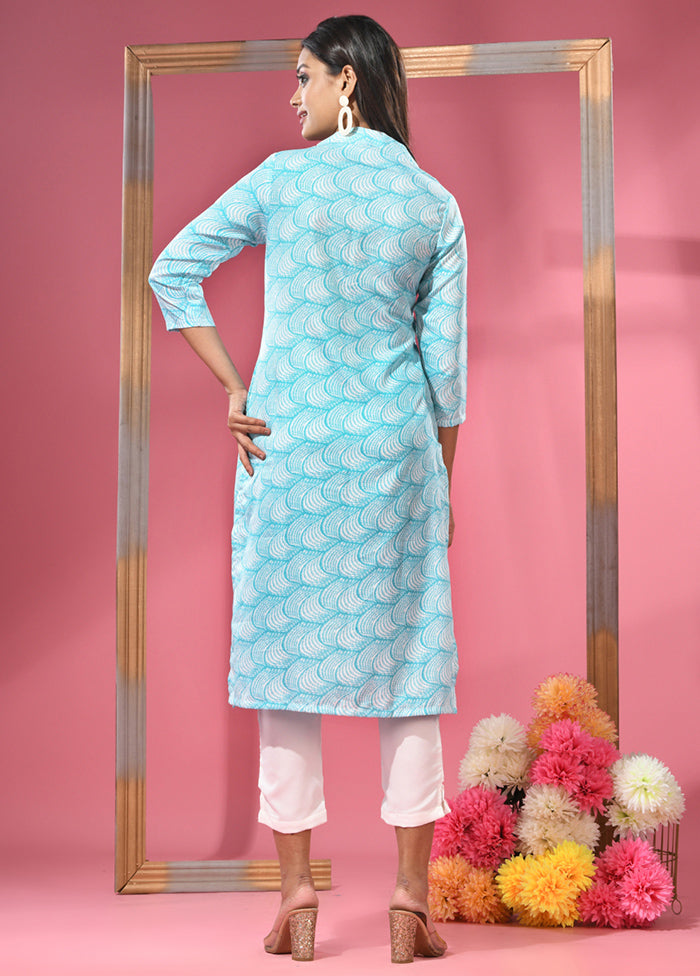 2 Pc Sea Green Readymade Cotton Kurti Set - Indian Silk House Agencies