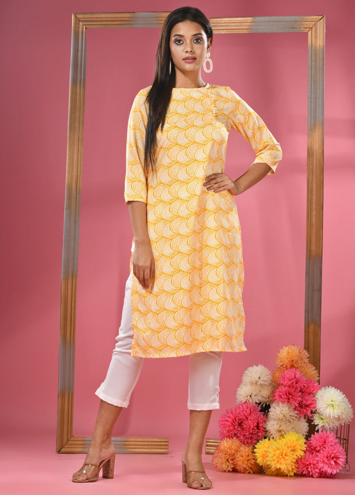 2 Pc Yellow Readymade Cotton Kurti Set - Indian Silk House Agencies