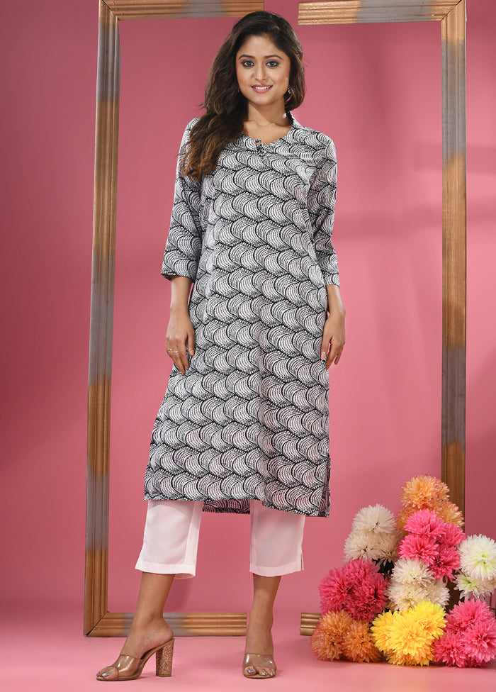 2 Pc Black Readymade Cotton Kurti Set