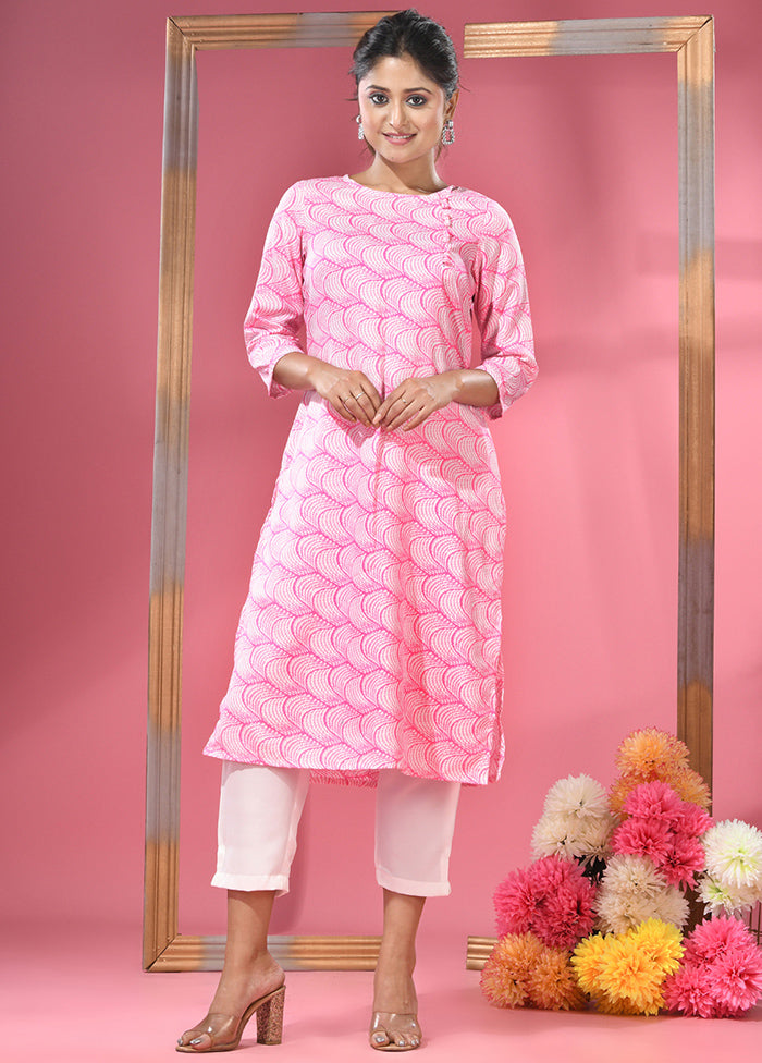 2 Pc Pink Readymade Cotton Kurti Set - Indian Silk House Agencies