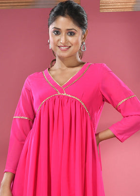 3 Pc Pink Readymade Georgette Suit Set - Indian Silk House Agencies