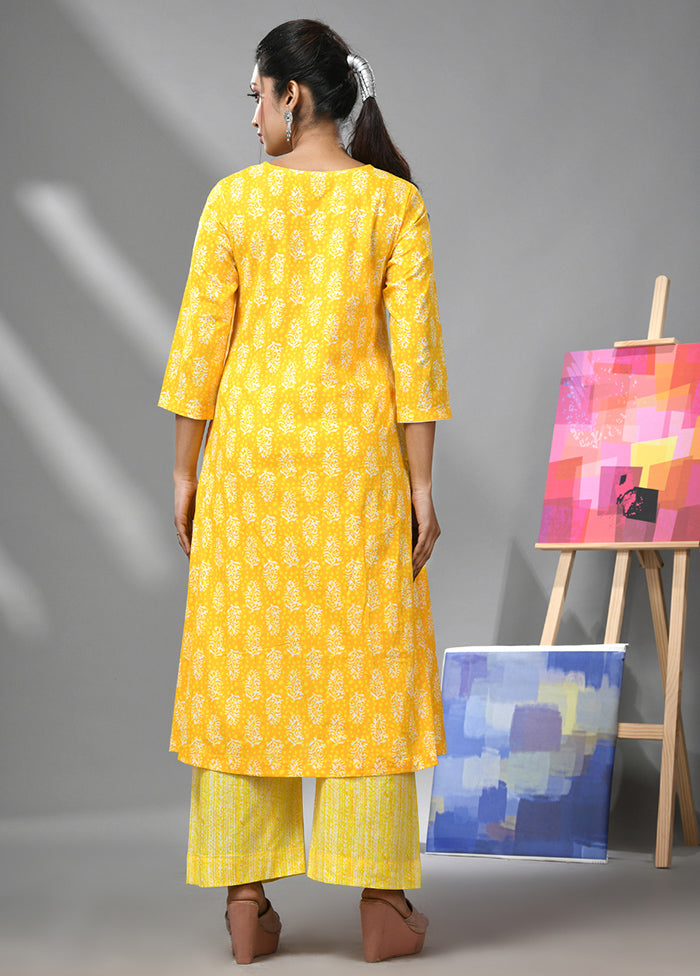 2 Pc Yellow Readymade Cotton Kurti Set - Indian Silk House Agencies