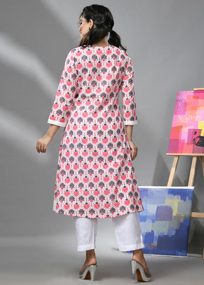 2 Pc White Readymade Cotton Kurti Set - Indian Silk House Agencies