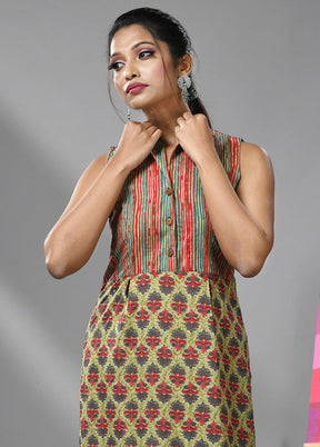 2 Pc Green Readymade Cotton Kurti Set - Indian Silk House Agencies