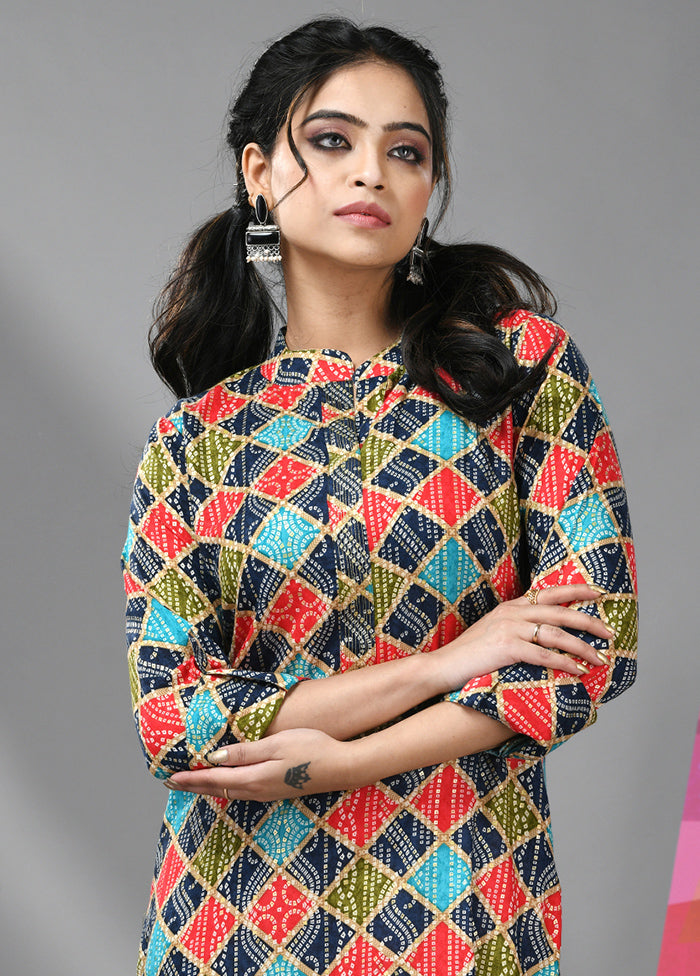 Multicolor Readymade Rayon Kurti - Indian Silk House Agencies