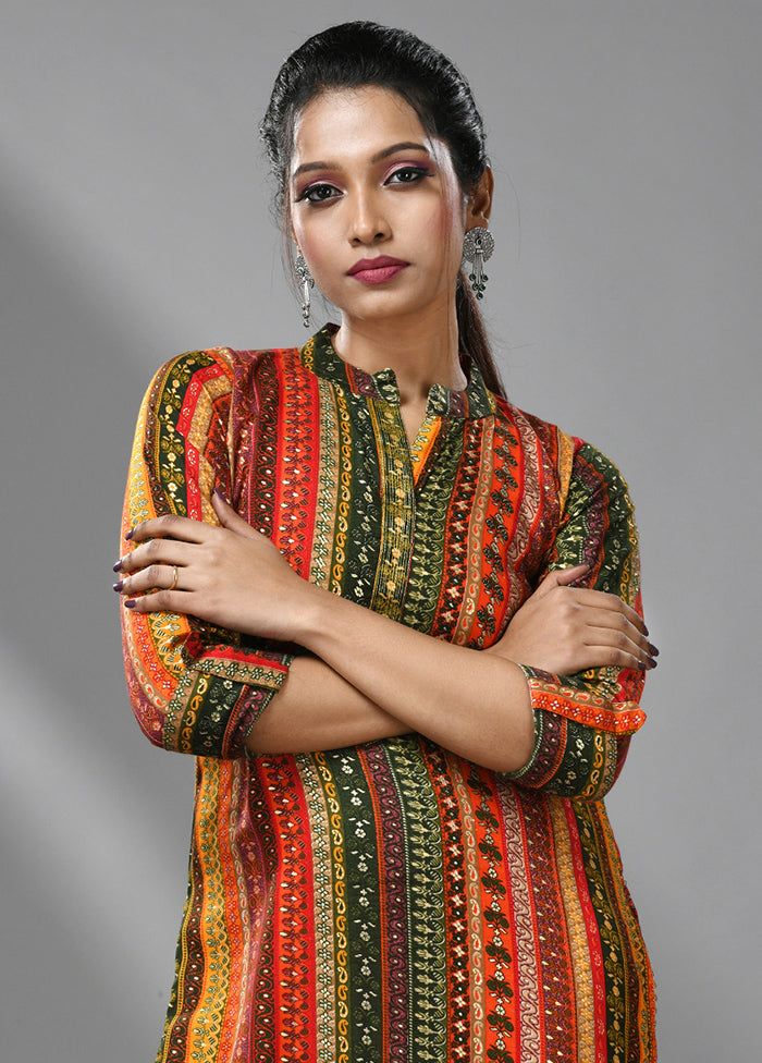 Multicolor Readymade Rayon Kurti - Indian Silk House Agencies