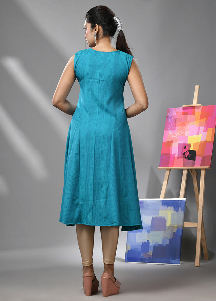 Blue Readymade Rayon Kurti - Indian Silk House Agencies