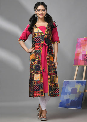 Black Readymade Rayon Kurti - Indian Silk House Agencies