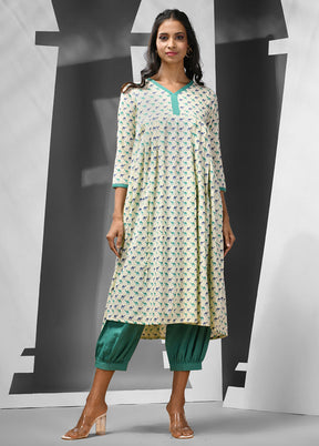 2 Pc Off White Readymade Cotton Kurti Set - Indian Silk House Agencies