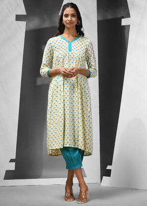 2 Pc Off White Readymade Cotton Kurti Set - Indian Silk House Agencies