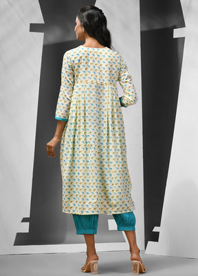 2 Pc Off White Readymade Cotton Kurti Set - Indian Silk House Agencies