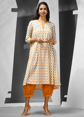 2 Pc Off White Readymade Cotton Kurti Set - Indian Silk House Agencies