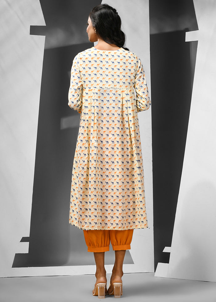 2 Pc Off White Readymade Cotton Kurti Set - Indian Silk House Agencies