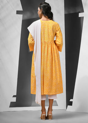 3 Pc Yellow Readymade Cotton Suit Set - Indian Silk House Agencies