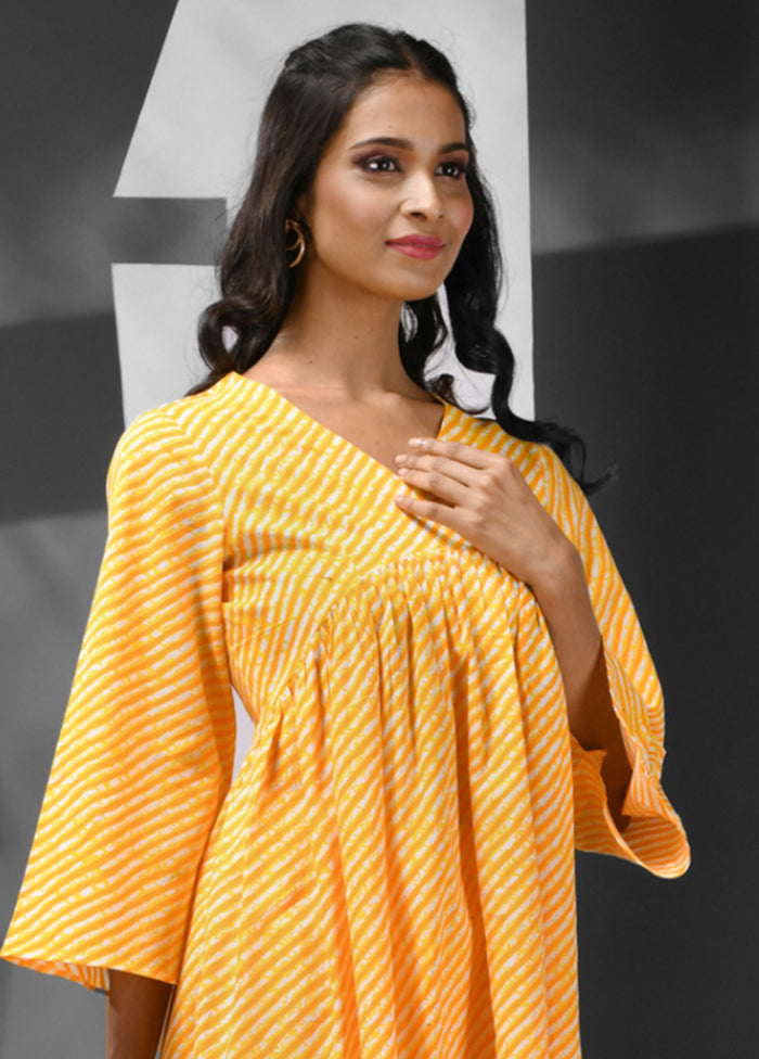 3 Pc Yellow Readymade Cotton Suit Set - Indian Silk House Agencies